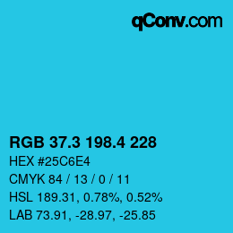 カラーコード: RGB 37.3 198.4 228 | qconv.com