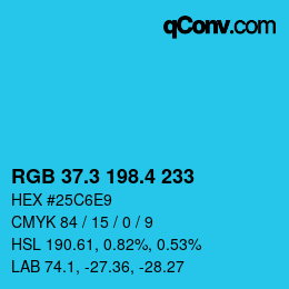 カラーコード: RGB 37.3 198.4 233 | qconv.com