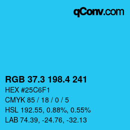 カラーコード: RGB 37.3 198.4 241 | qconv.com