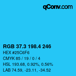 カラーコード: RGB 37.3 198.4 246 | qconv.com