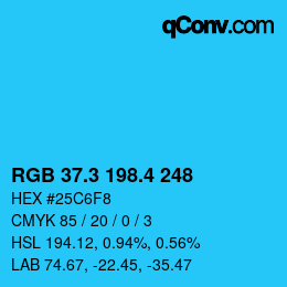 カラーコード: RGB 37.3 198.4 248 | qconv.com