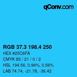 カラーコード: RGB 37.3 198.4 250 | qconv.com