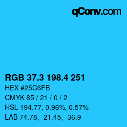 カラーコード: RGB 37.3 198.4 251 | qconv.com