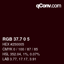 カラーコード: RGB 37.7 0 5 | qconv.com