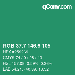 カラーコード: RGB 37.7 146.6 105 | qconv.com