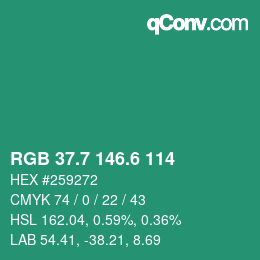 カラーコード: RGB 37.7 146.6 114 | qconv.com