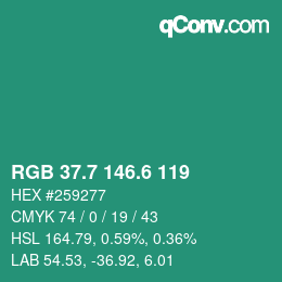 カラーコード: RGB 37.7 146.6 119 | qconv.com
