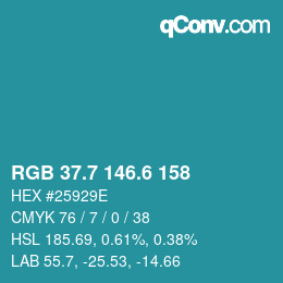 カラーコード: RGB 37.7 146.6 158 | qconv.com