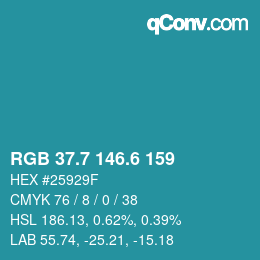 カラーコード: RGB 37.7 146.6 159 | qconv.com