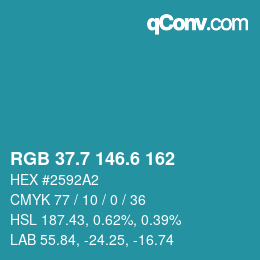 カラーコード: RGB 37.7 146.6 162 | qconv.com