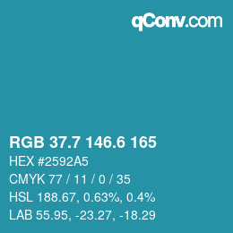 カラーコード: RGB 37.7 146.6 165 | qconv.com