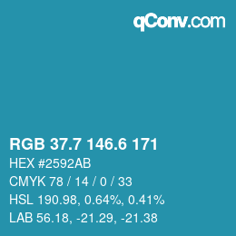 カラーコード: RGB 37.7 146.6 171 | qconv.com