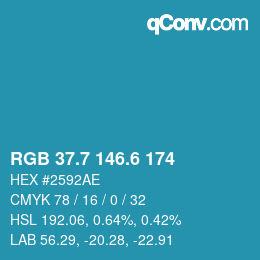 カラーコード: RGB 37.7 146.6 174 | qconv.com