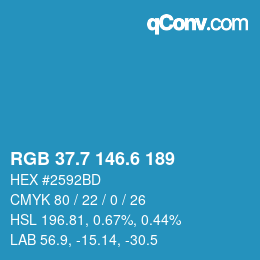 カラーコード: RGB 37.7 146.6 189 | qconv.com