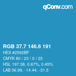 カラーコード: RGB 37.7 146.6 191 | qconv.com