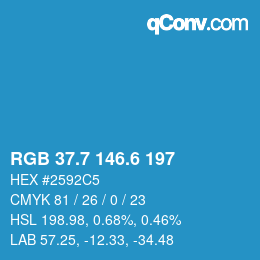 カラーコード: RGB 37.7 146.6 197 | qconv.com