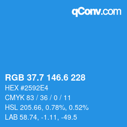 カラーコード: RGB 37.7 146.6 228 | qconv.com