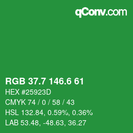カラーコード: RGB 37.7 146.6 61 | qconv.com