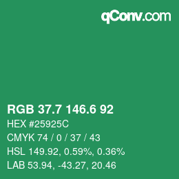 カラーコード: RGB 37.7 146.6 92 | qconv.com