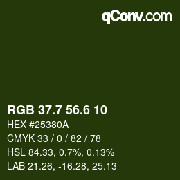 カラーコード: RGB 37.7 56.6 10 | qconv.com