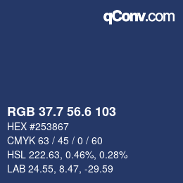 カラーコード: RGB 37.7 56.6 103 | qconv.com