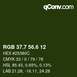 カラーコード: RGB 37.7 56.6 12 | qconv.com