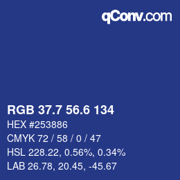 カラーコード: RGB 37.7 56.6 134 | qconv.com