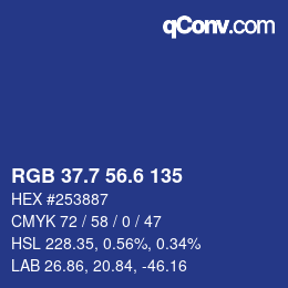 カラーコード: RGB 37.7 56.6 135 | qconv.com
