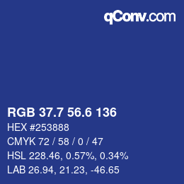 カラーコード: RGB 37.7 56.6 136 | qconv.com