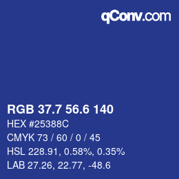 カラーコード: RGB 37.7 56.6 140 | qconv.com