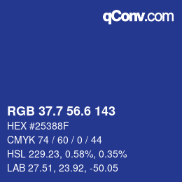 カラーコード: RGB 37.7 56.6 143 | qconv.com