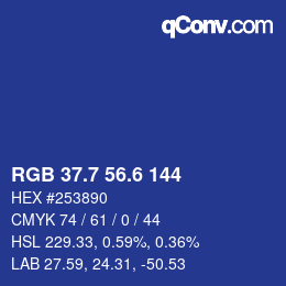 カラーコード: RGB 37.7 56.6 144 | qconv.com