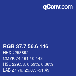 カラーコード: RGB 37.7 56.6 146 | qconv.com