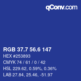 カラーコード: RGB 37.7 56.6 147 | qconv.com
