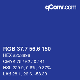 カラーコード: RGB 37.7 56.6 150 | qconv.com