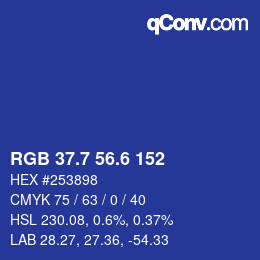 カラーコード: RGB 37.7 56.6 152 | qconv.com