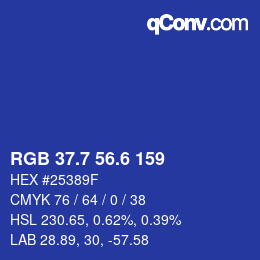カラーコード: RGB 37.7 56.6 159 | qconv.com