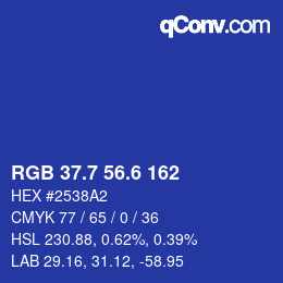 カラーコード: RGB 37.7 56.6 162 | qconv.com