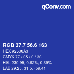 カラーコード: RGB 37.7 56.6 163 | qconv.com