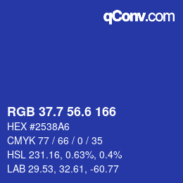 カラーコード: RGB 37.7 56.6 166 | qconv.com
