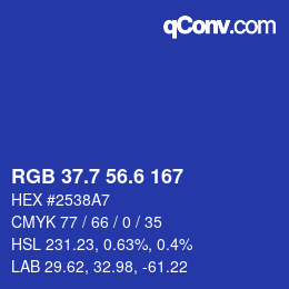 カラーコード: RGB 37.7 56.6 167 | qconv.com