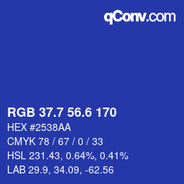 カラーコード: RGB 37.7 56.6 170 | qconv.com