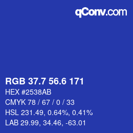 カラーコード: RGB 37.7 56.6 171 | qconv.com