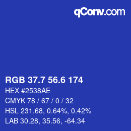 カラーコード: RGB 37.7 56.6 174 | qconv.com