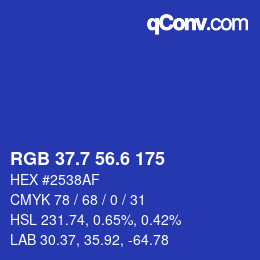 カラーコード: RGB 37.7 56.6 175 | qconv.com