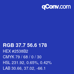 カラーコード: RGB 37.7 56.6 178 | qconv.com