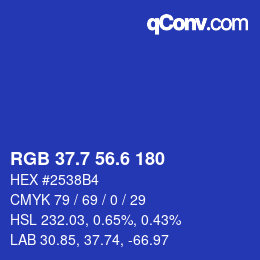 カラーコード: RGB 37.7 56.6 180 | qconv.com