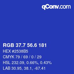 カラーコード: RGB 37.7 56.6 181 | qconv.com