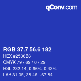 カラーコード: RGB 37.7 56.6 182 | qconv.com
