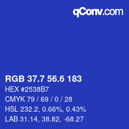 カラーコード: RGB 37.7 56.6 183 | qconv.com
